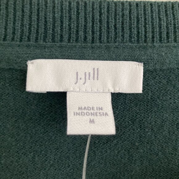 J Jill Sweater Escarole Green Long Sleeve V Neck Workwear Minimalist Classic NWT - Picture 8 of 11